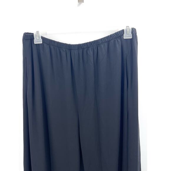 SHAMASK Black Slinky Rayon Pull On Wide Leg Dress Pants Pockets Womens Size 3 - Picture 2 of 6